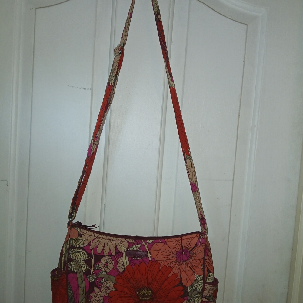 Vera Bradley Pink Orange Floral Shoulder Bag Spring Summer Medium Bag